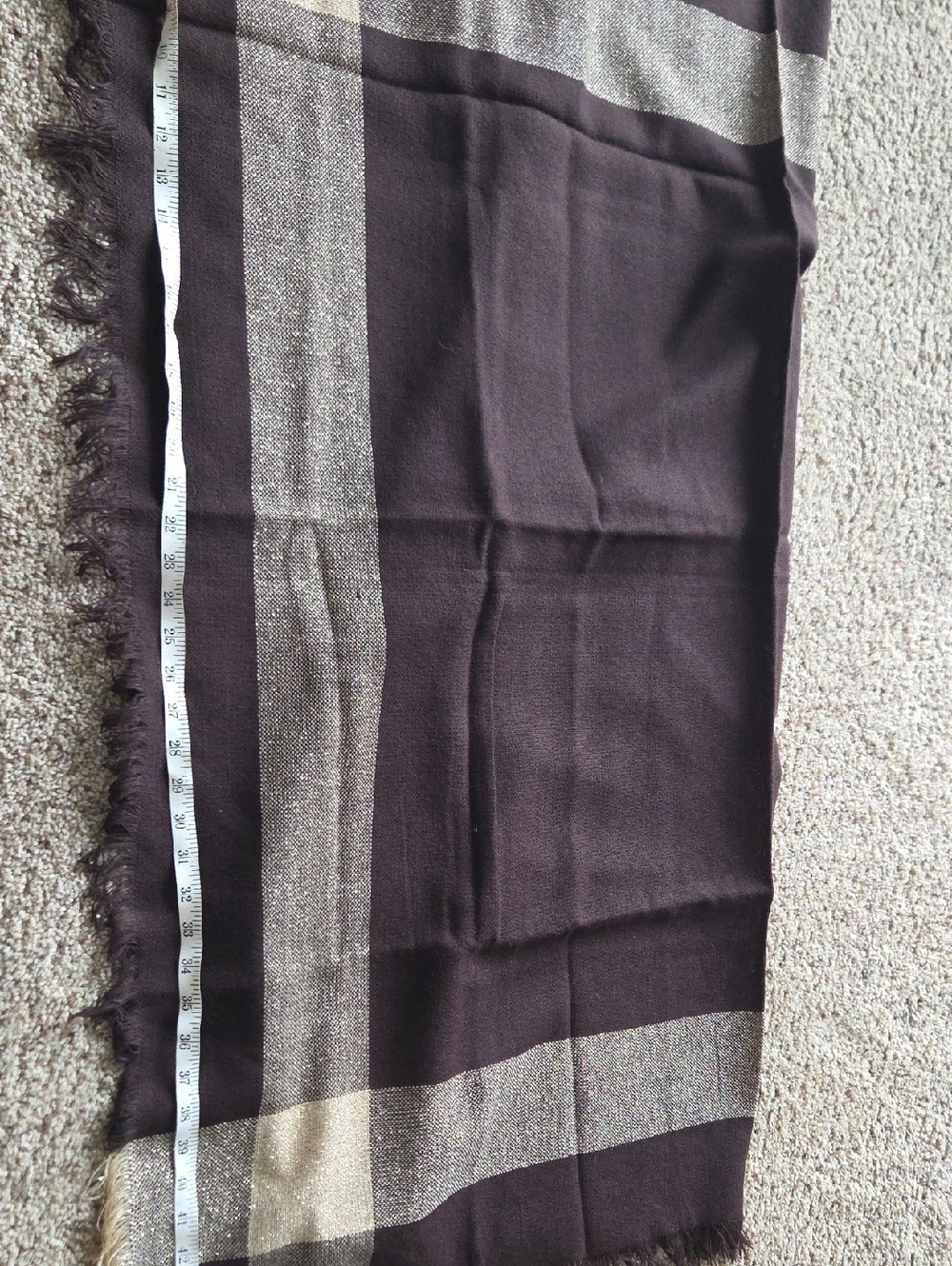 Dark Brown Metallic Stripe Scarf